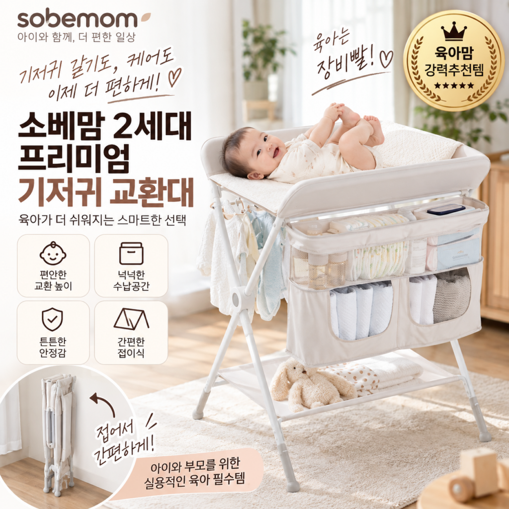 소베맘 2세대 프리미엄 접이식 기저귀 교환대를 추천하는 이유 제품 이미지