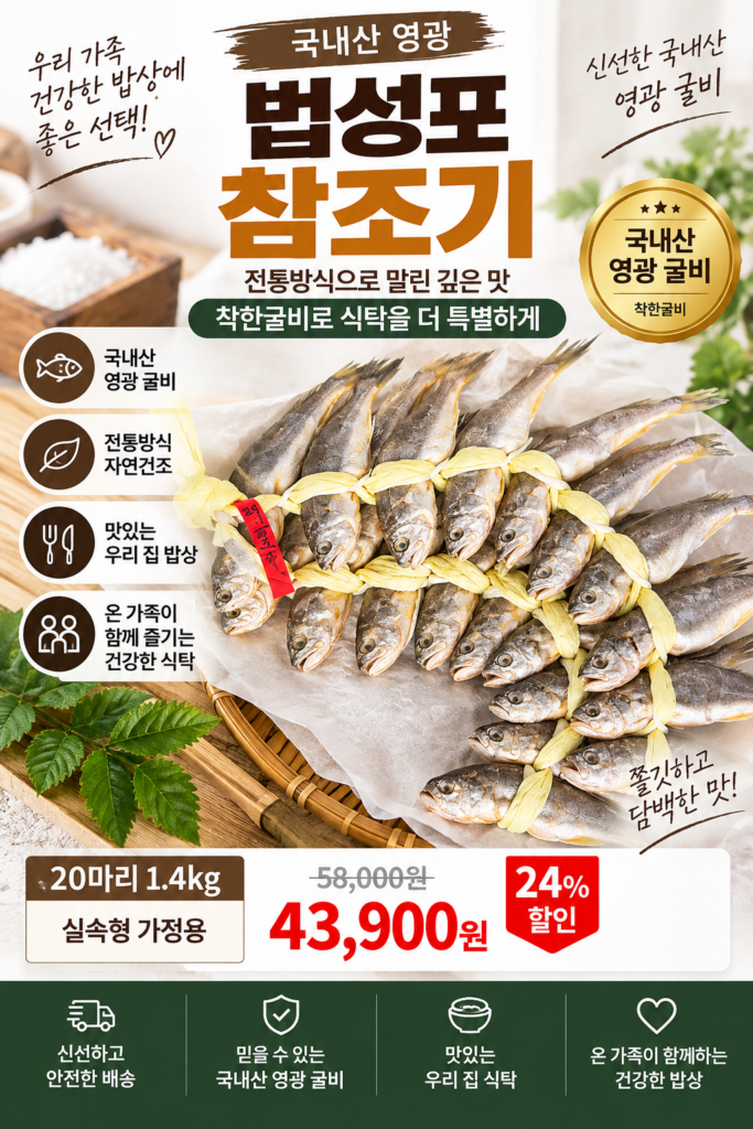 영광 법성포 굴비 찾는다면? 국내산 참조기 20미 1.4kg 제품 이미지